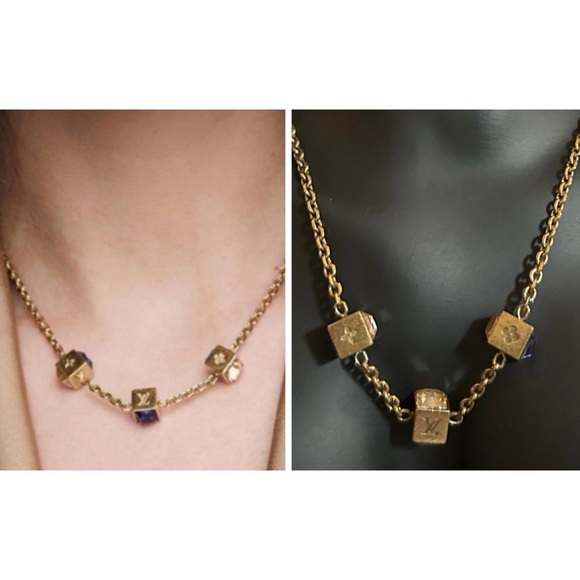 LOUIS VUITTON Collier Gamble Gold Tone Logo Necklace - Picture 15 of 15